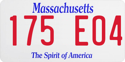 MA license plate 175EO4