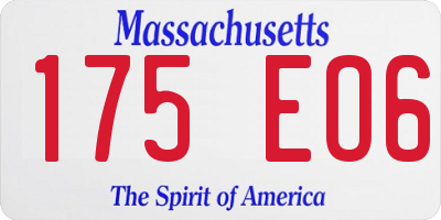 MA license plate 175EO6