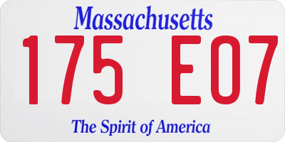 MA license plate 175EO7