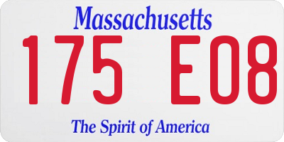 MA license plate 175EO8