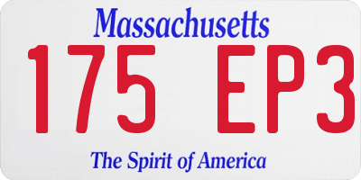 MA license plate 175EP3