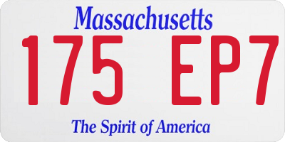 MA license plate 175EP7