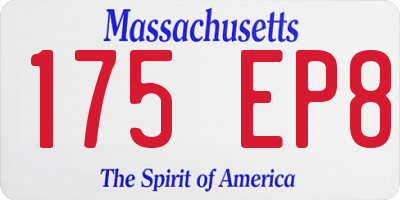 MA license plate 175EP8