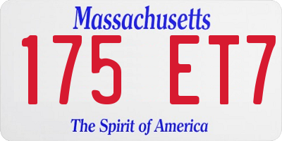 MA license plate 175ET7