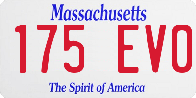 MA license plate 175EV0