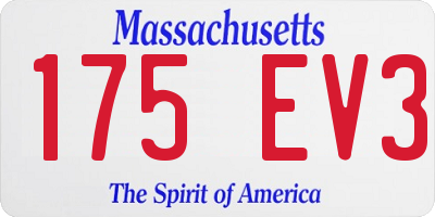 MA license plate 175EV3