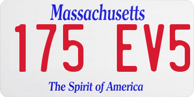 MA license plate 175EV5
