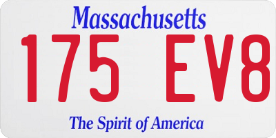 MA license plate 175EV8
