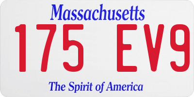 MA license plate 175EV9