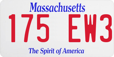 MA license plate 175EW3