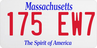 MA license plate 175EW7