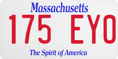 MA license plate 175EY0