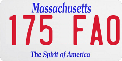 MA license plate 175FA0