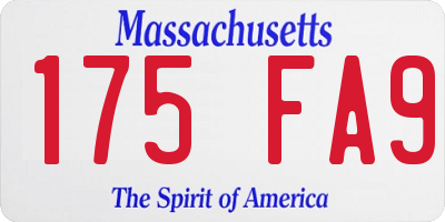 MA license plate 175FA9