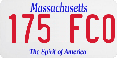 MA license plate 175FC0