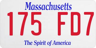 MA license plate 175FD7
