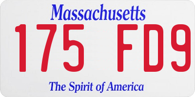 MA license plate 175FD9