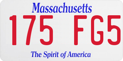 MA license plate 175FG5