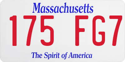 MA license plate 175FG7