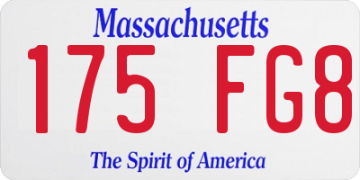 MA license plate 175FG8