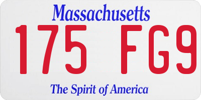 MA license plate 175FG9
