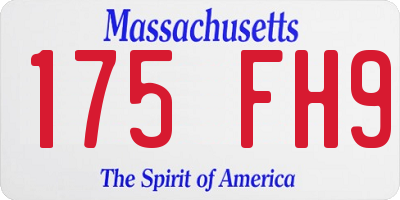 MA license plate 175FH9