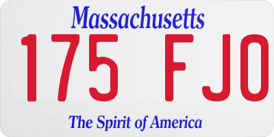 MA license plate 175FJ0