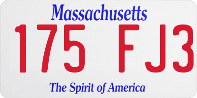 MA license plate 175FJ3