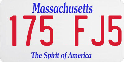 MA license plate 175FJ5