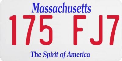 MA license plate 175FJ7