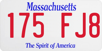 MA license plate 175FJ8