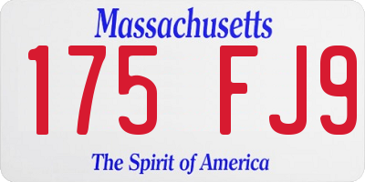 MA license plate 175FJ9