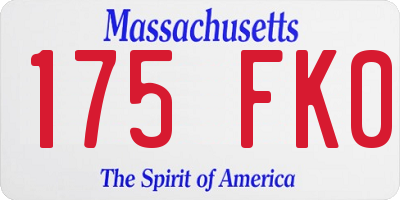 MA license plate 175FK0