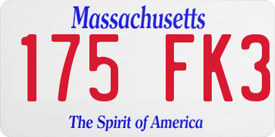 MA license plate 175FK3