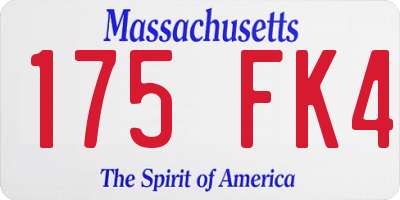 MA license plate 175FK4
