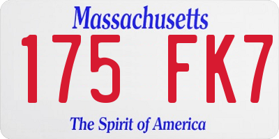MA license plate 175FK7