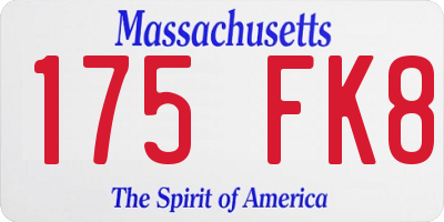 MA license plate 175FK8