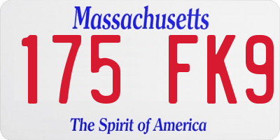 MA license plate 175FK9