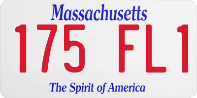 MA license plate 175FL1