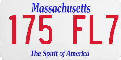 MA license plate 175FL7