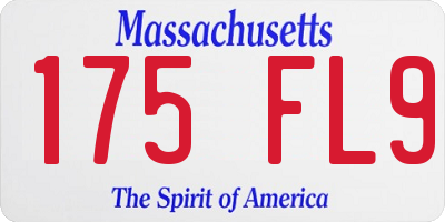 MA license plate 175FL9