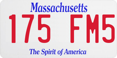 MA license plate 175FM5
