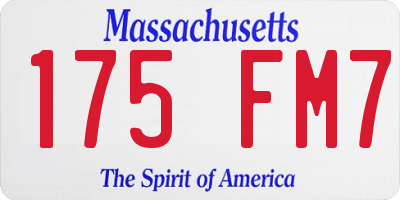 MA license plate 175FM7