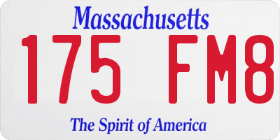 MA license plate 175FM8