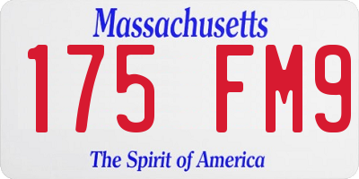 MA license plate 175FM9