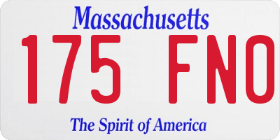 MA license plate 175FN0