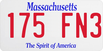 MA license plate 175FN3