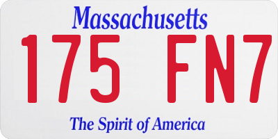 MA license plate 175FN7