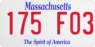 MA license plate 175FO3