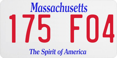 MA license plate 175FO4